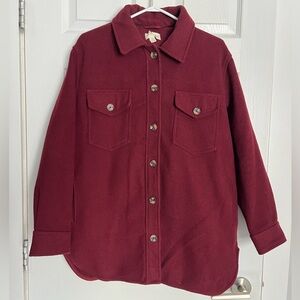 Rag & Supply Button-Up Shirt Jacket | Burgundy / Wine | Size M